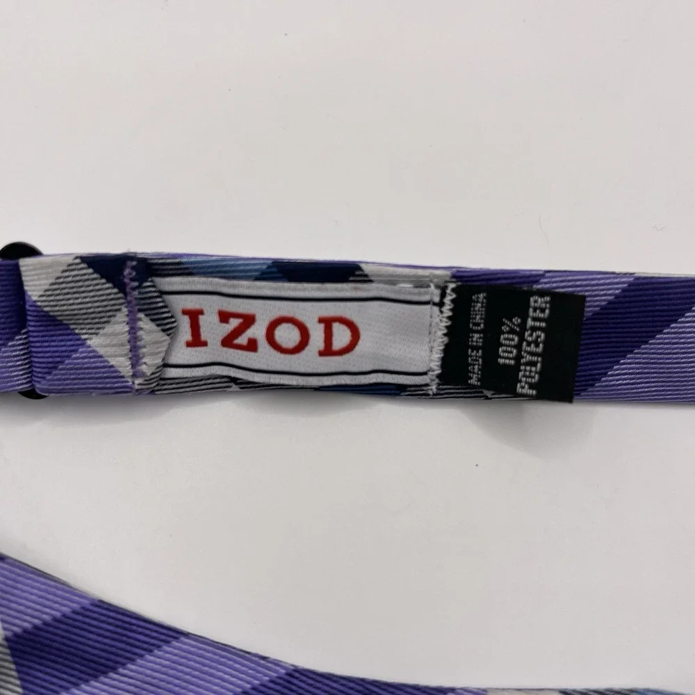 IZOD Bow‎ Neck Tie Purple Check Plaid